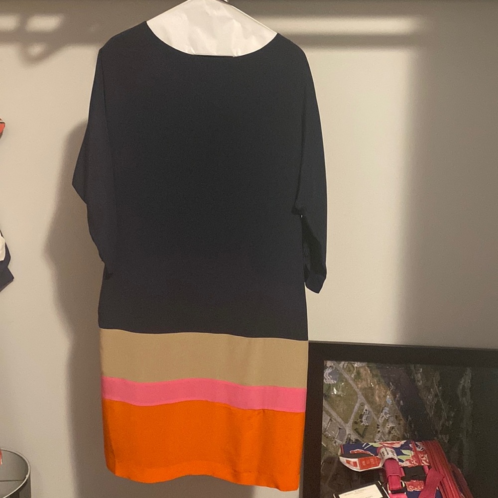 Eliza J dress with button detail on back and belt